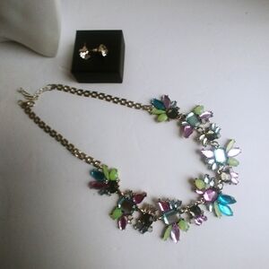 Silver Vintage Inspired Colorful Necklace Set